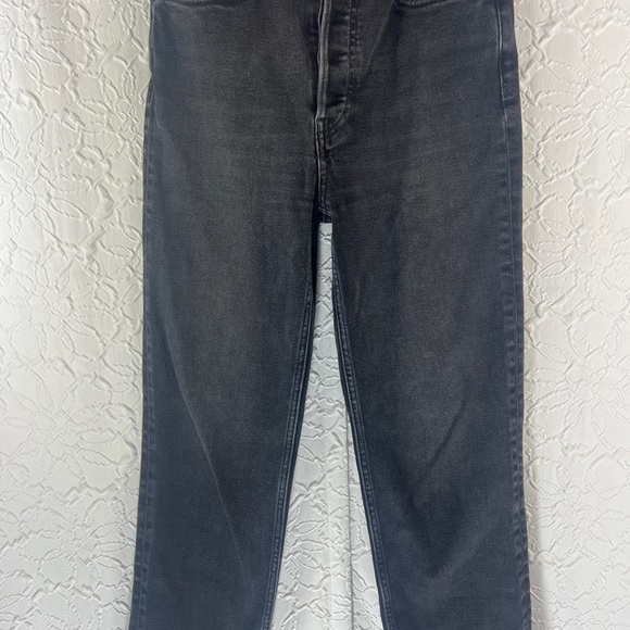 Re/Done 70s Stove Pipe High Rise Straight leg cropped jeans Washed noir - Picture 5 of 9
